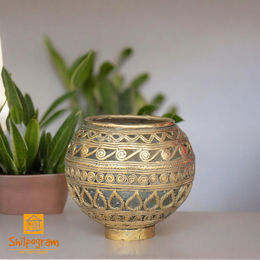 Dhokra Art Brass Metal Handcrafted Pen Stand || D74