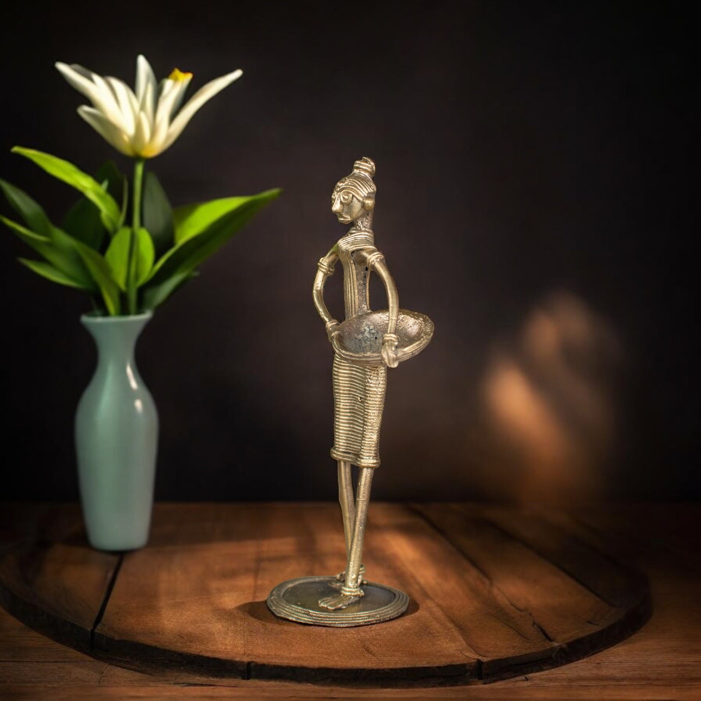 Dhokra Art Brass Metal Tribal Woman Home Decor || D81