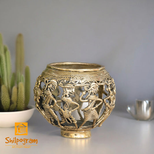 Dhokra Art Brass Metal Handcrafted Pen Stand || D67