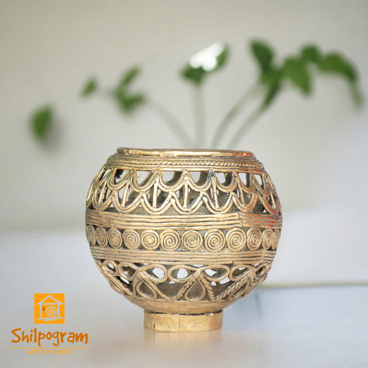 Dhokra Art Brass Metal Handcrafted Pen Stand || D75