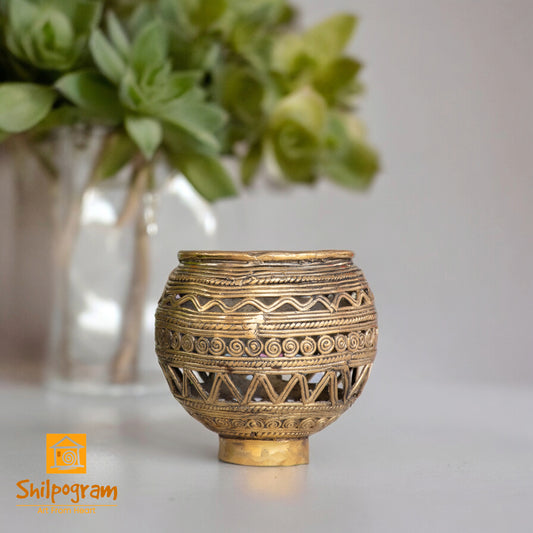 Dhokra Art Brass Metal Handcrafted Pen Stand || D66