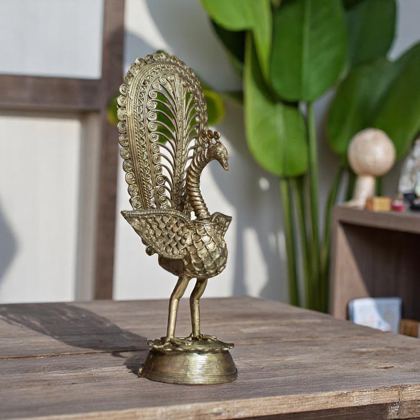 Dhokra Art Brass Metal Handcrafted Peacock for Desk Decor | Table Decor D58