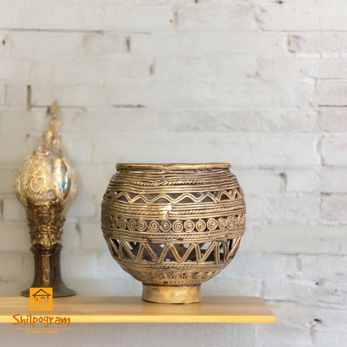 Dhokra Art Brass Metal Handcrafted Pen Stand || D66