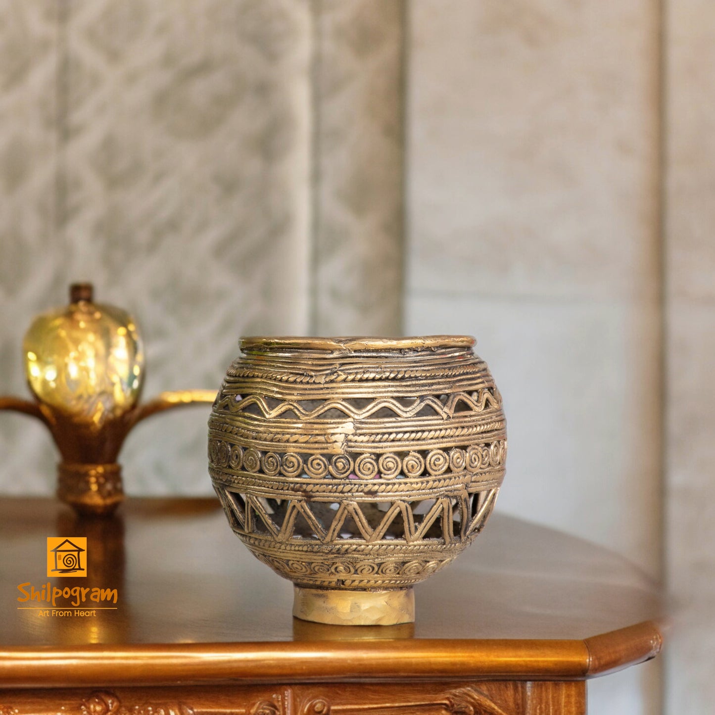 Dhokra Art Brass Metal Handcrafted Pen Stand || D66