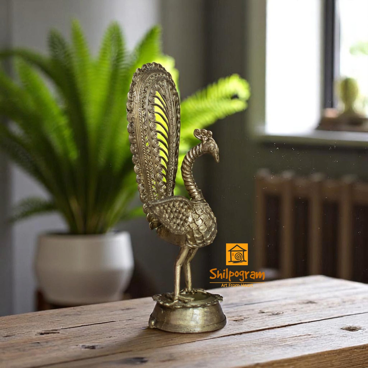 Dhokra Art Brass Metal Handcrafted Peacock for Desk Decor | Table Decor D58