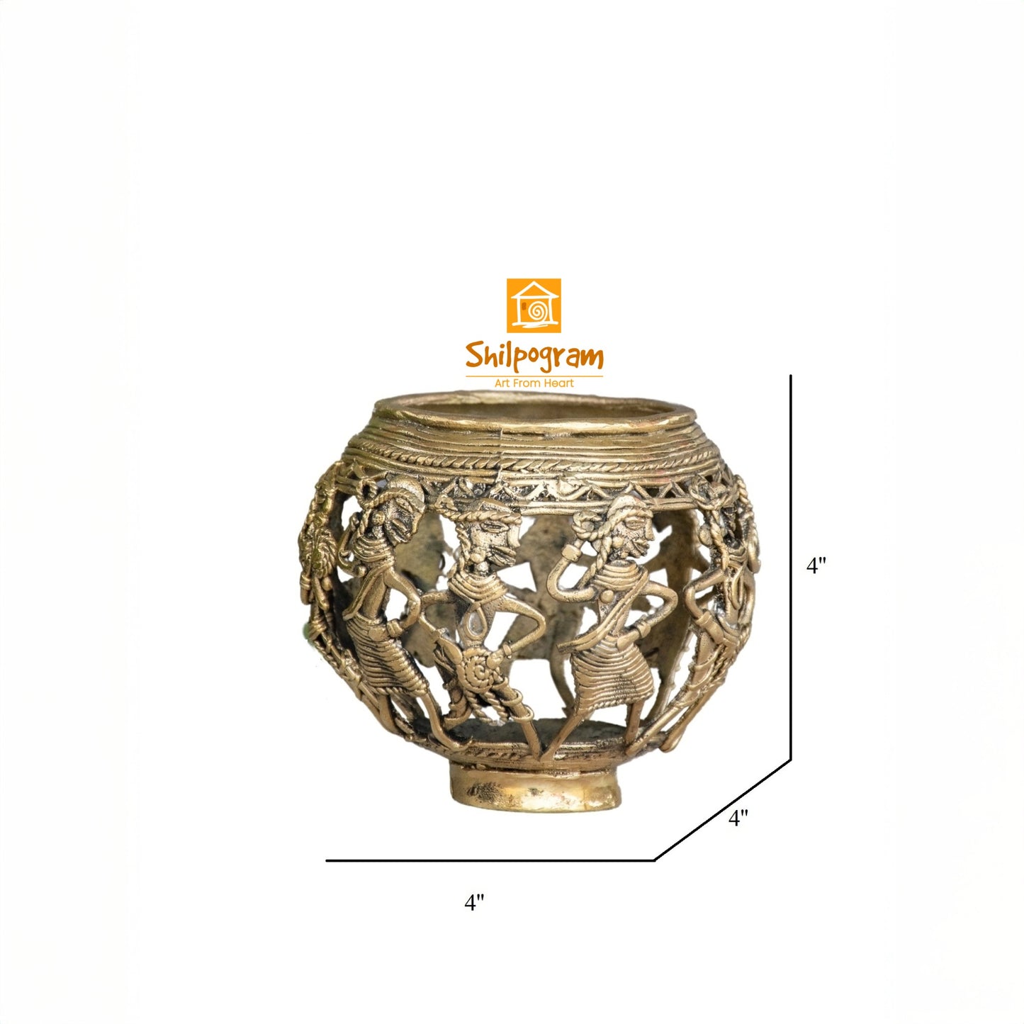 Dhokra Art Brass Metal Handcrafted Pen Stand || D67