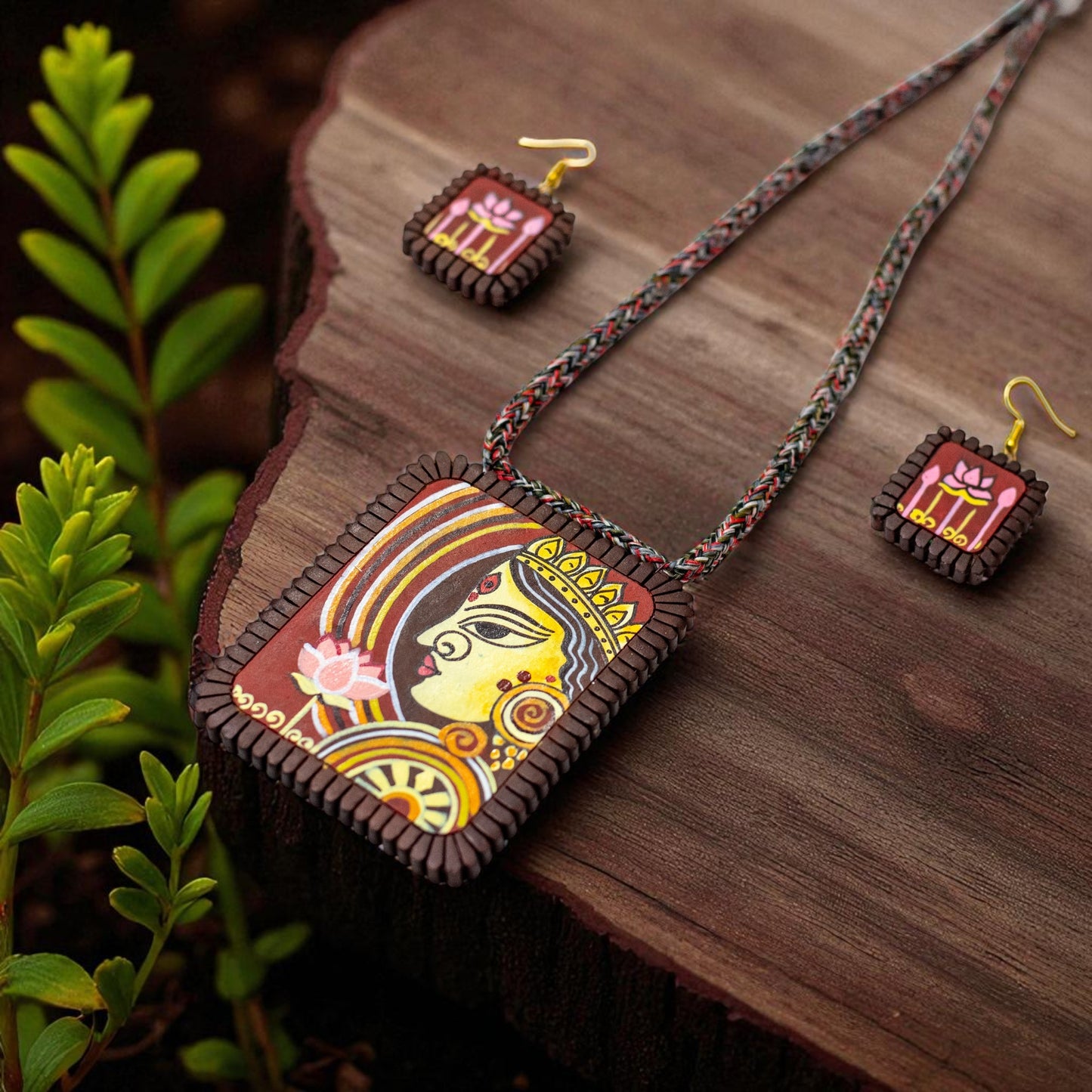 Handmade Terracotta Jewelry Set Devi Durga TRN171