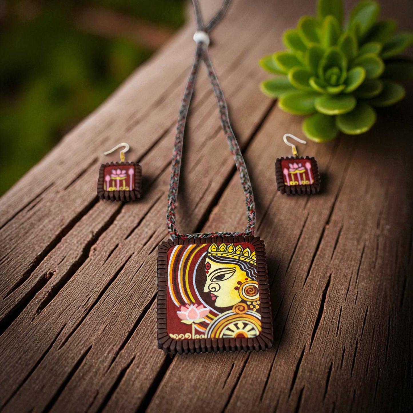 Handmade Terracotta Jewelry Set Devi Durga TRN171