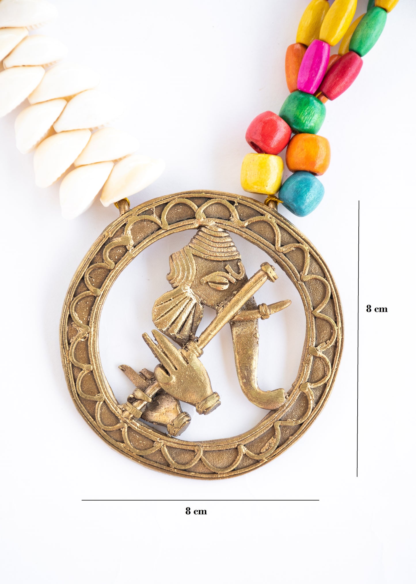 Dhokra Art Brass Metal Jewellery Set for Women Ganesh Multicolor Wooden Beads and Kori DN27
