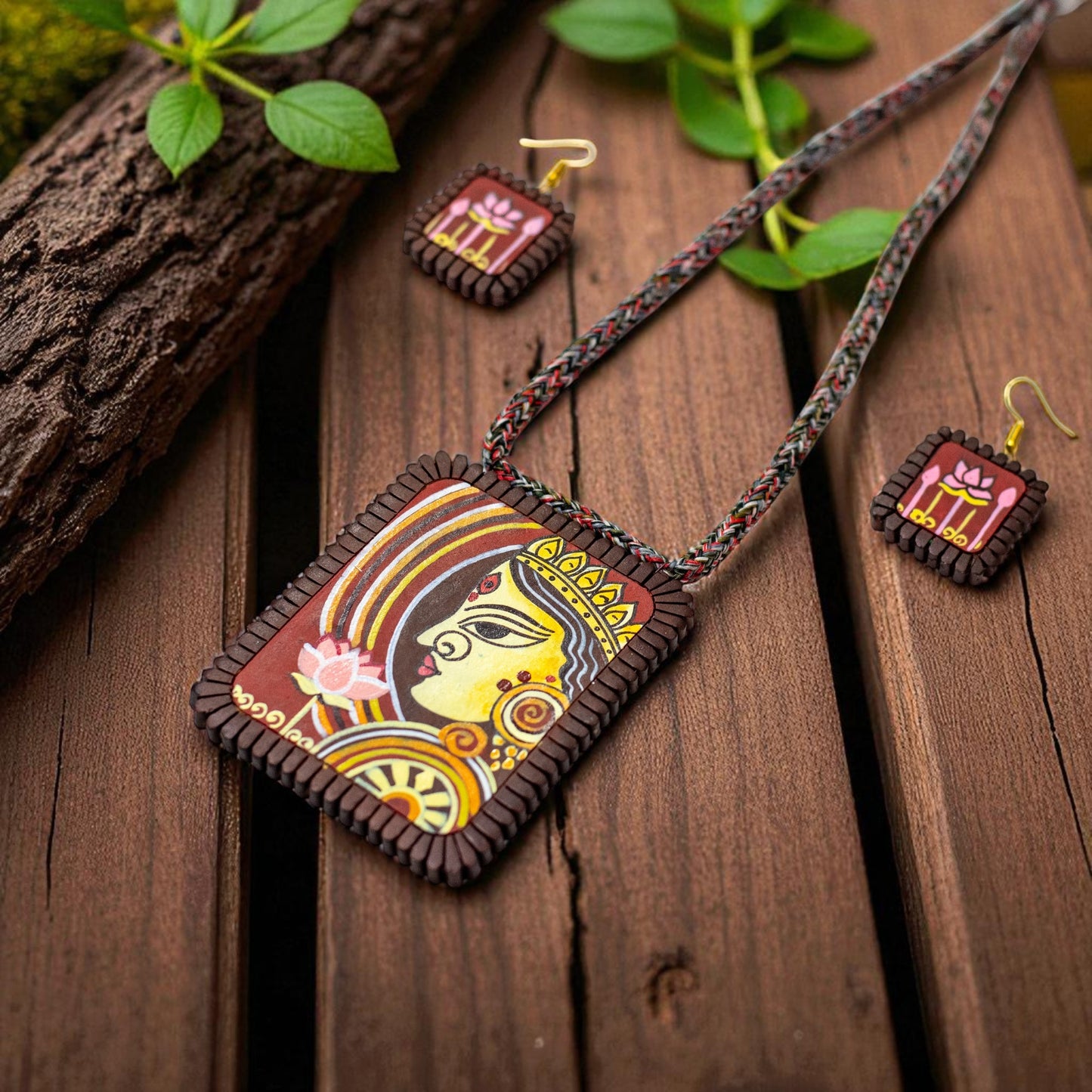 Handmade Terracotta Jewelry Set Devi Durga TRN171