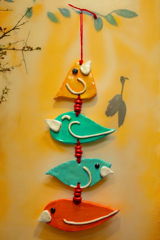 Handmade and Hand Painted Clay Art Birds Wall Hanging CRT002