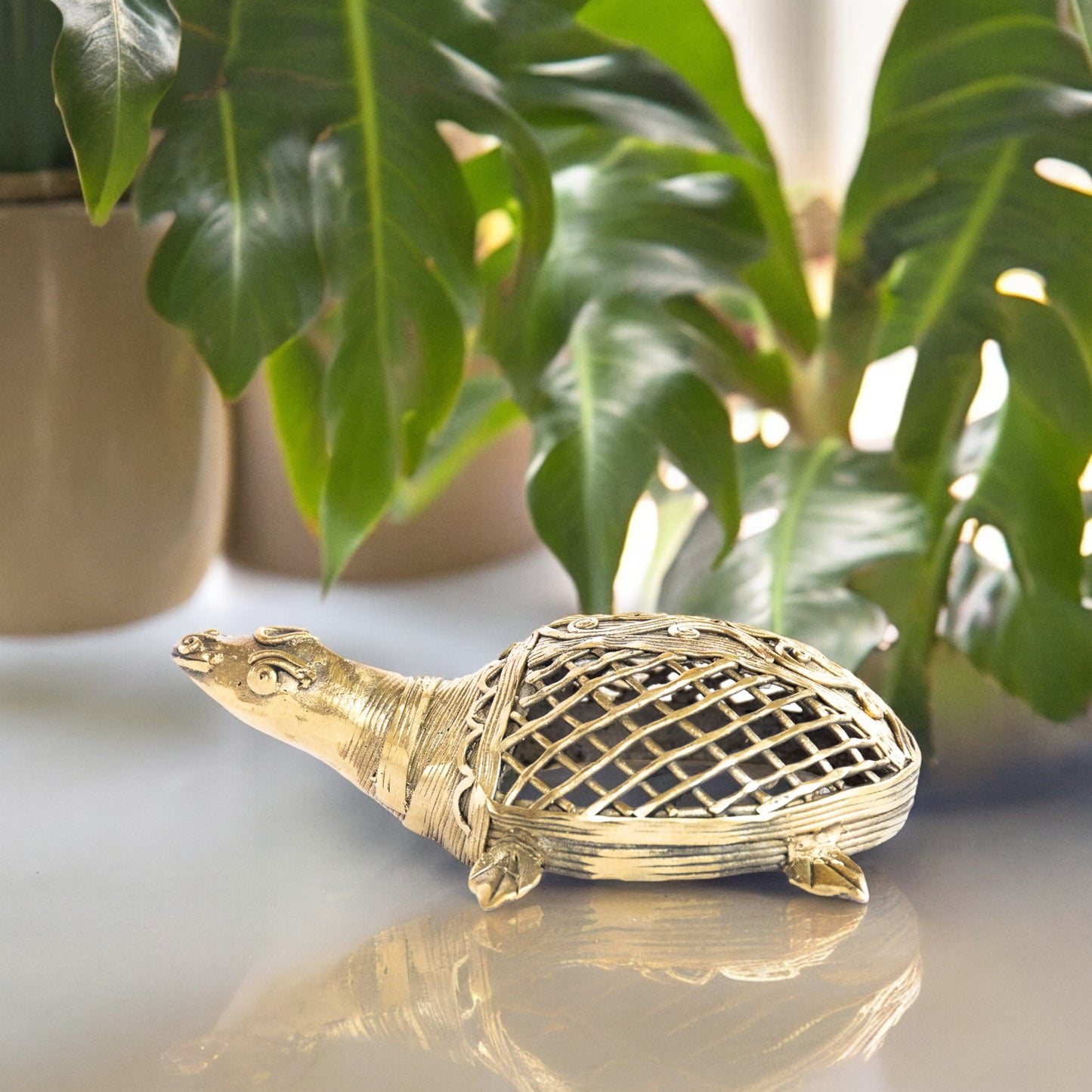 Dokra Art Brass Metal Medium Size Turtle Vastu Showpiece || D22
