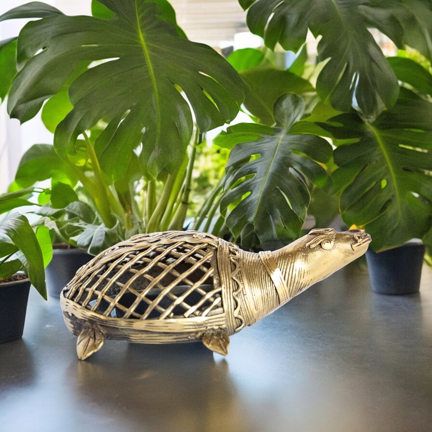 Dokra Art Brass Metal Medium Size Turtle Vastu Showpiece || D22