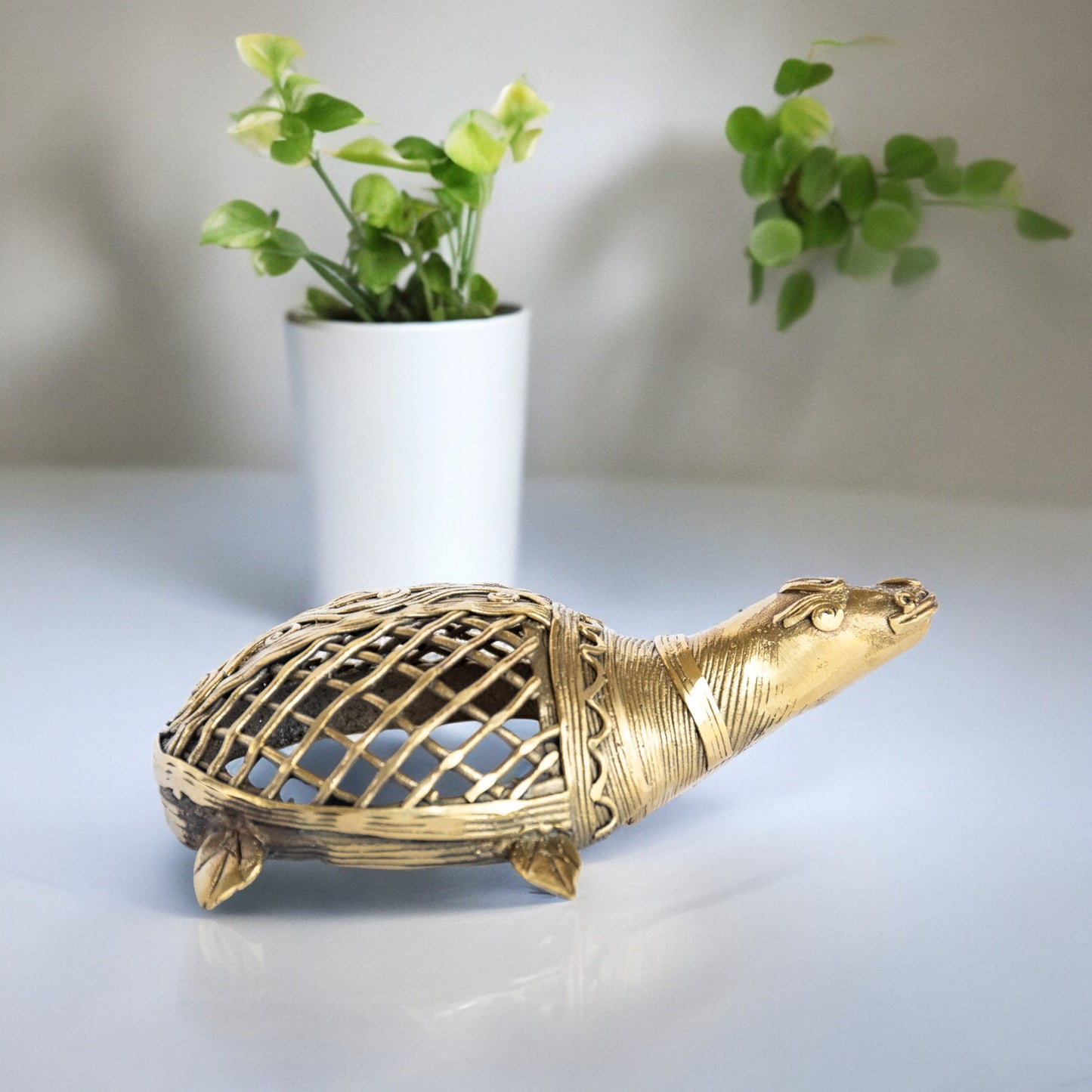 Dokra Art Brass Metal Medium Size Turtle Vastu Showpiece || D22