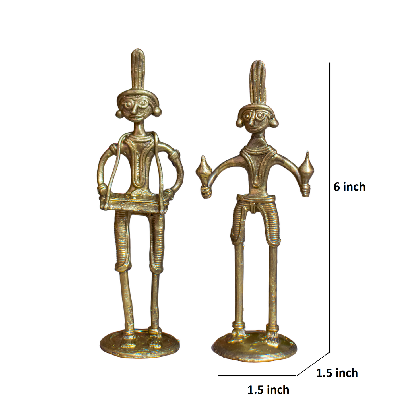 Dhokra Brass Metal Tribal Art Musician (Set of 2) || D24