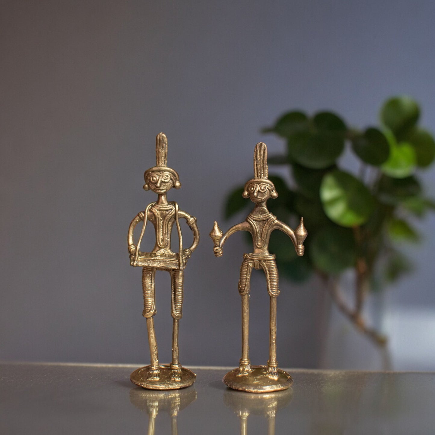Dhokra Brass Metal Tribal Art Musician (Set of 2) || D24