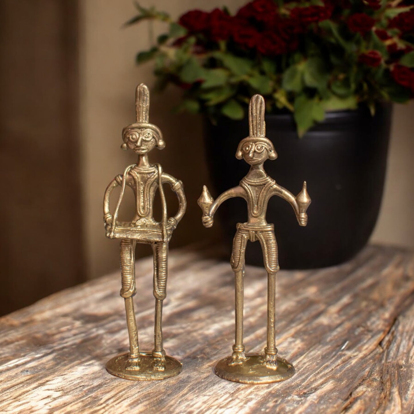 Dhokra Brass Metal Tribal Art Musician (Set of 2) || D24