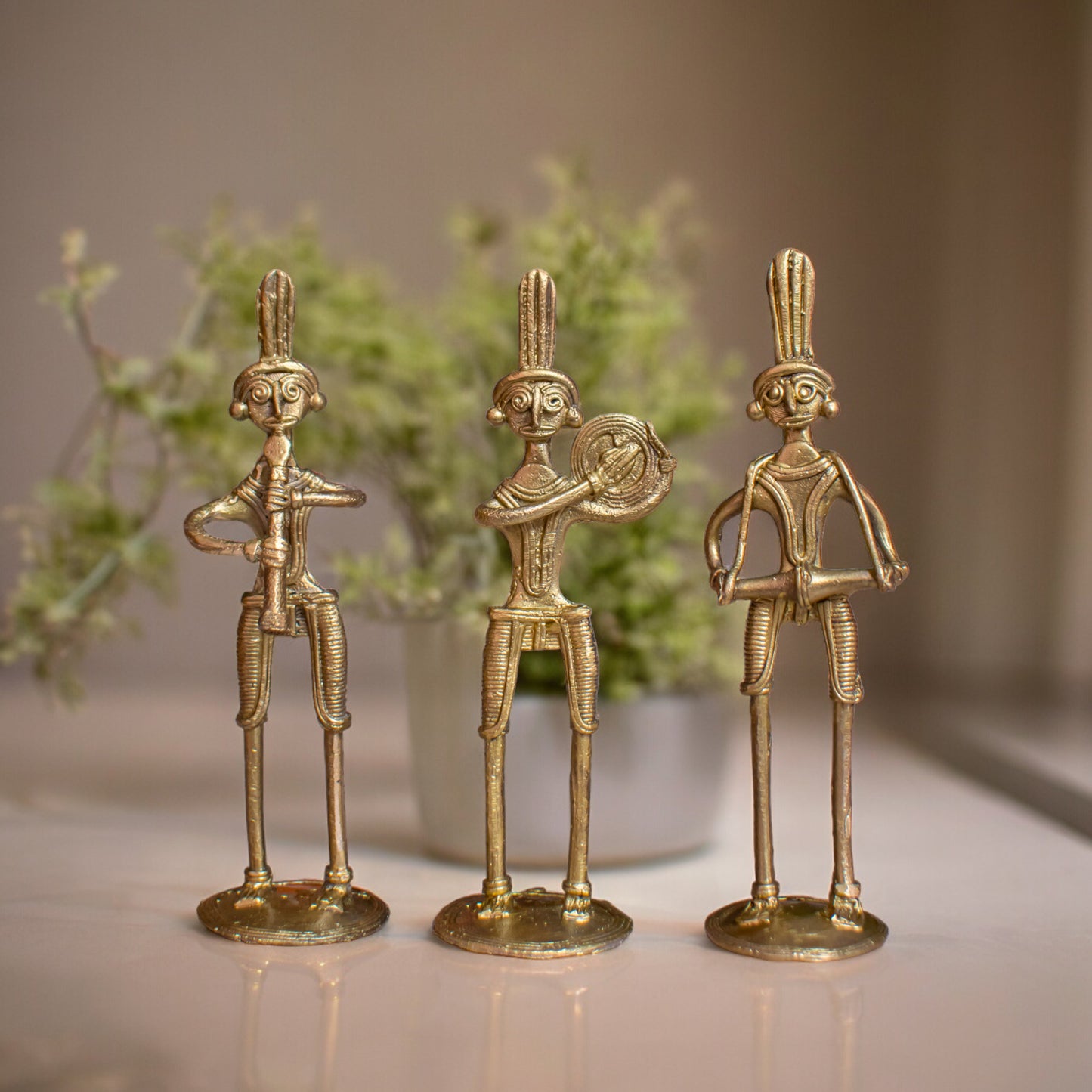 Dhokra Art Brass Metal Tribal Art Musician (Set of 3) || D25