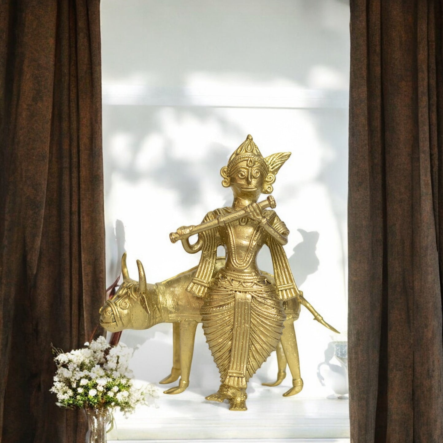 Dhokra Art Brass Metal Krishna || 5.5 inch || D45