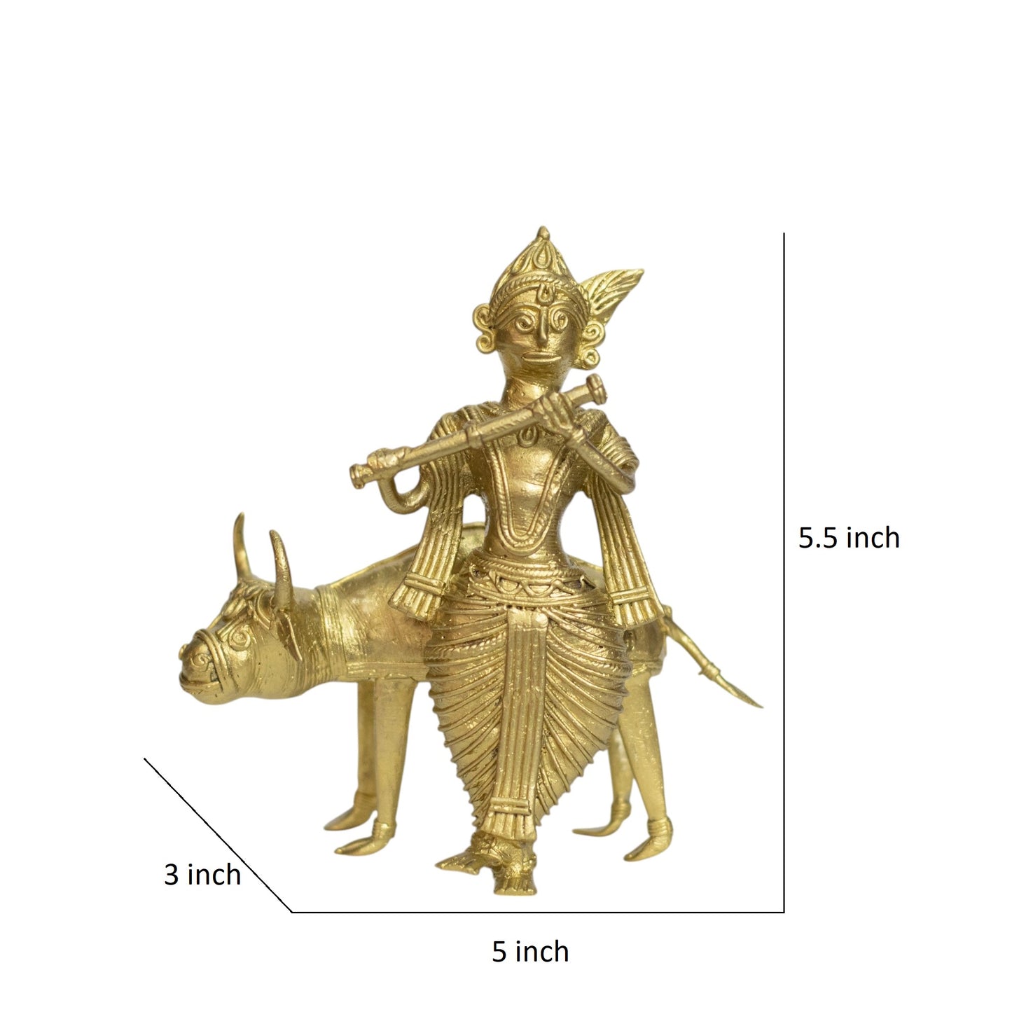Dhokra Art Brass Metal Krishna || 5.5 inch || D45