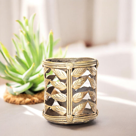 Dhokra Art Brass Metal Handcrafted Pen Stand || D47PS