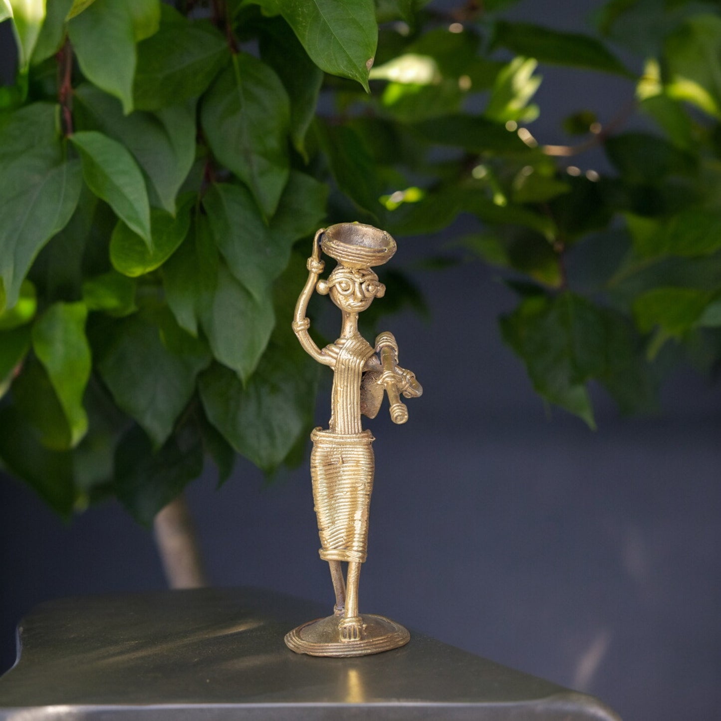 Dhokra Art Brass Metal Tribal Farmer Woman for Home Decor || 6 inch || D55