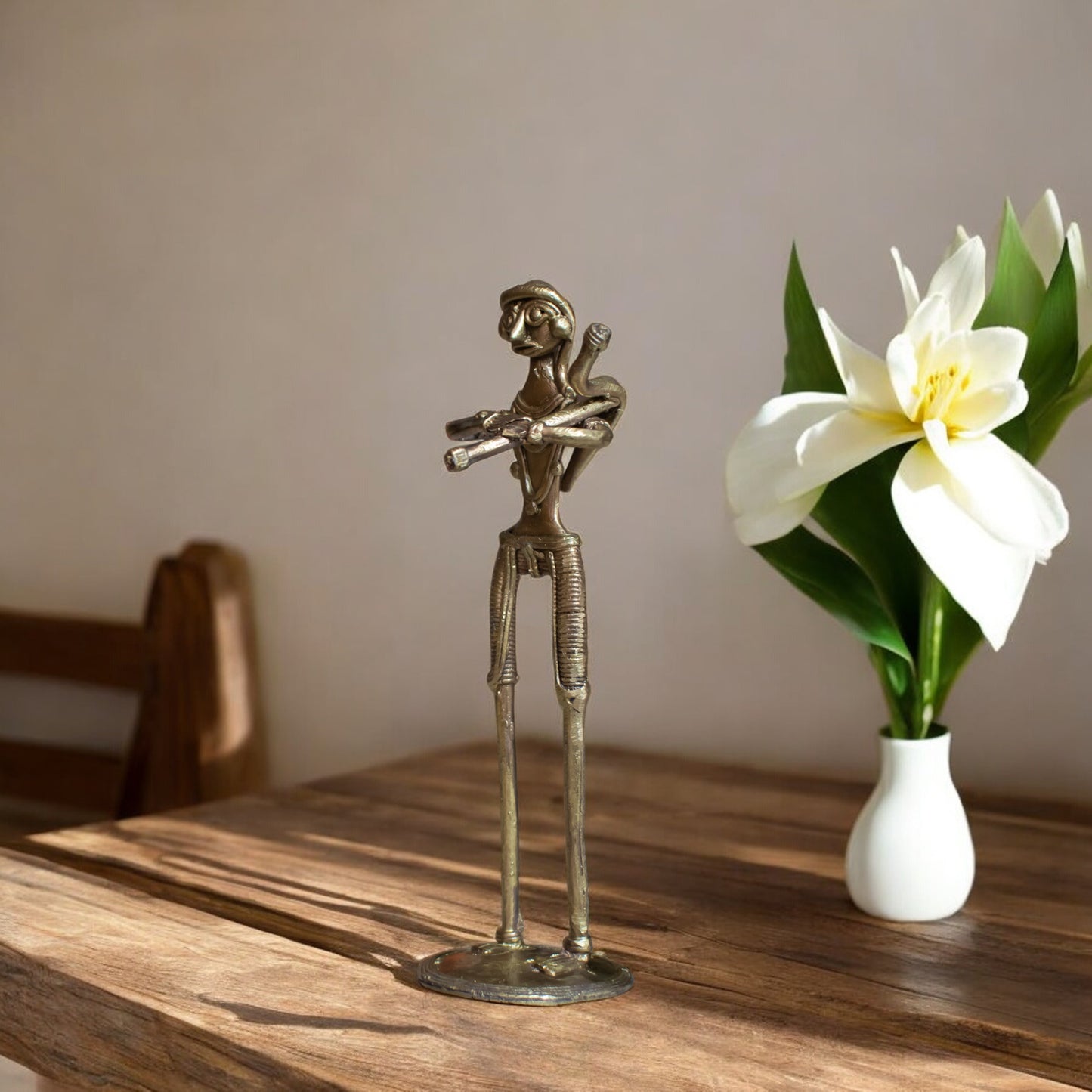 Dhokra Art Brass Metal Farmer carry plow on shoulder for Home Decor || D83