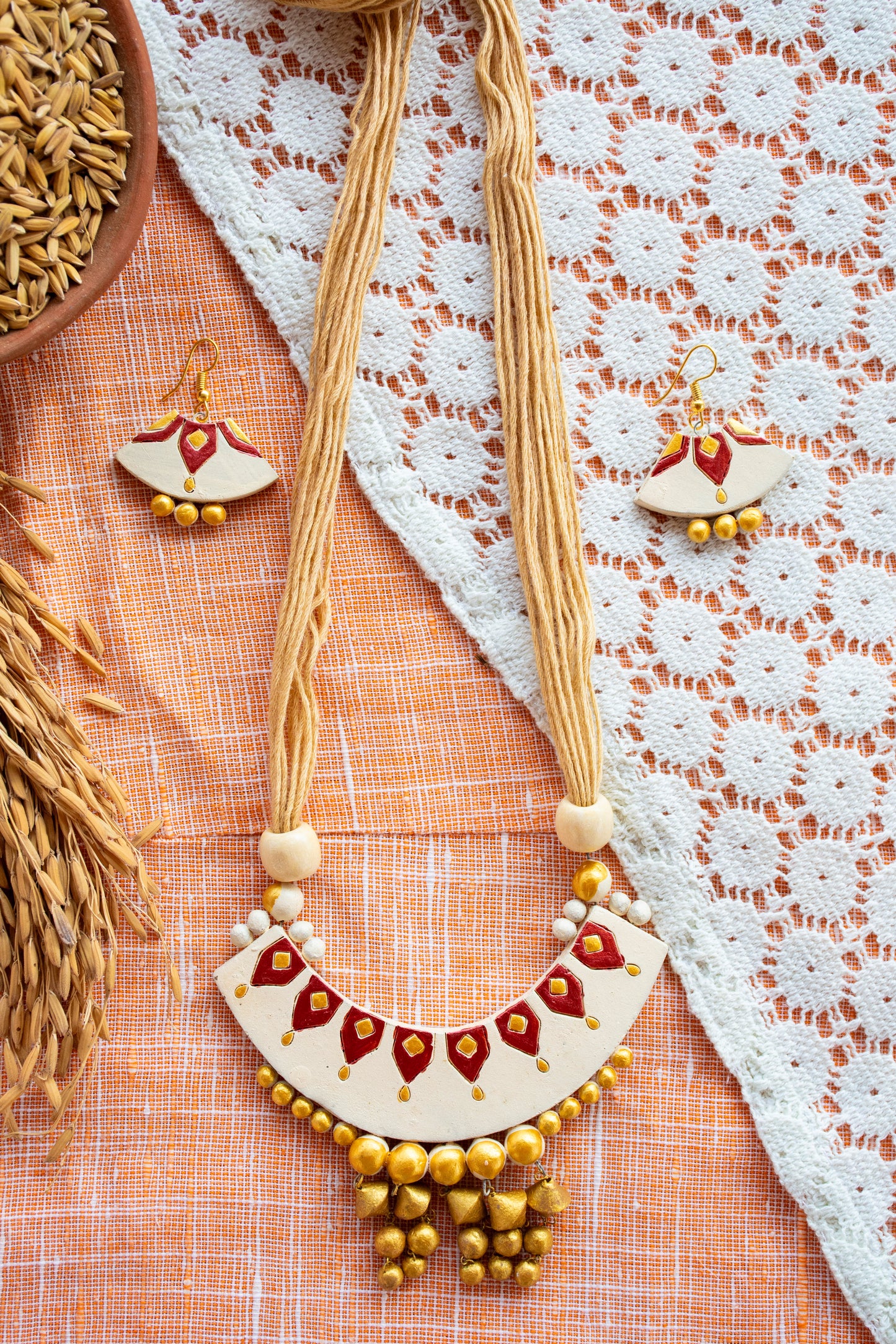 Handmade Terracotta Jewelry Set for Woman T107