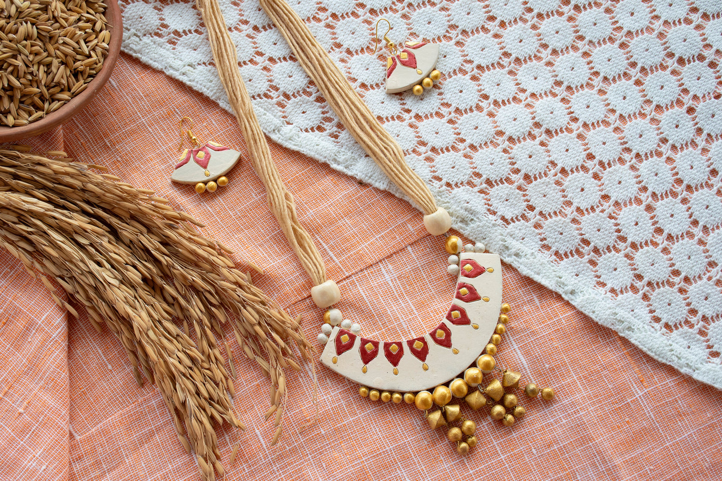 Handmade Terracotta Jewelry Set for Woman T107