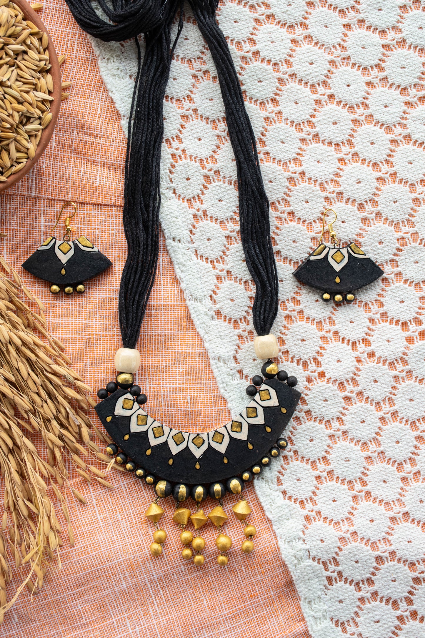 Handmade Terracotta Jewelry Set for Woman T107