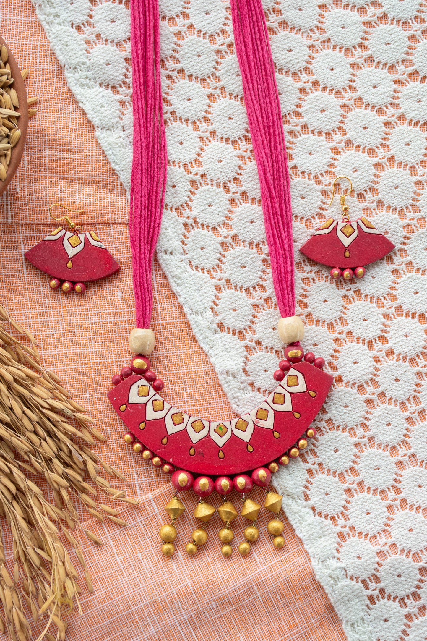 Handmade Terracotta Jewelry Set for Woman T107