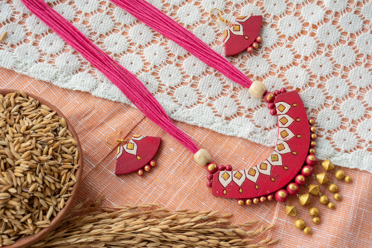 Handmade Terracotta Jewelry Set for Woman T107