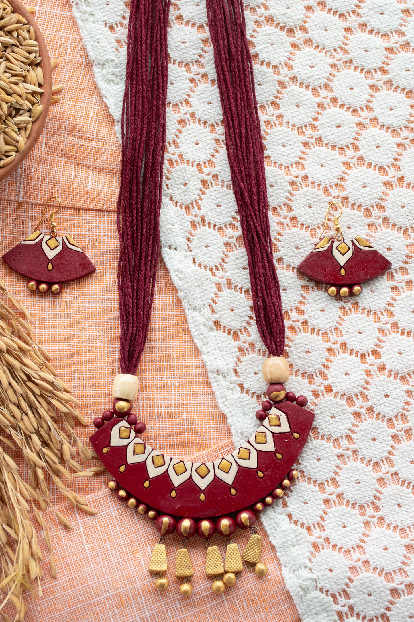 Handmade Terracotta Jewelry Set for Woman T107