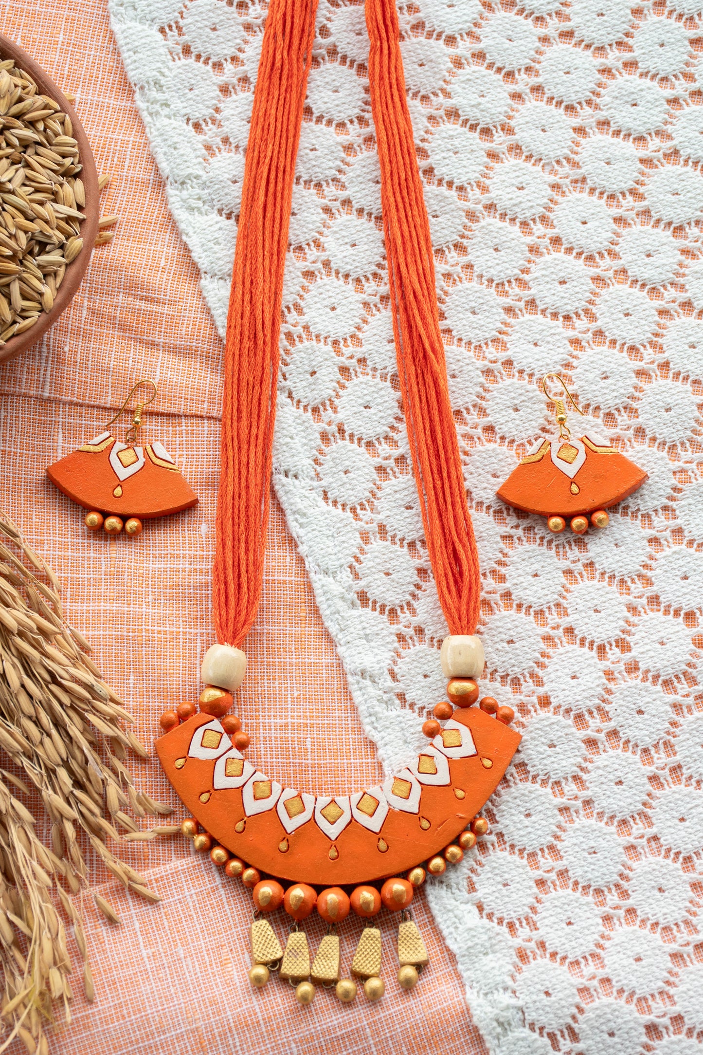 Handmade Terracotta Jewelry Set for Woman T107