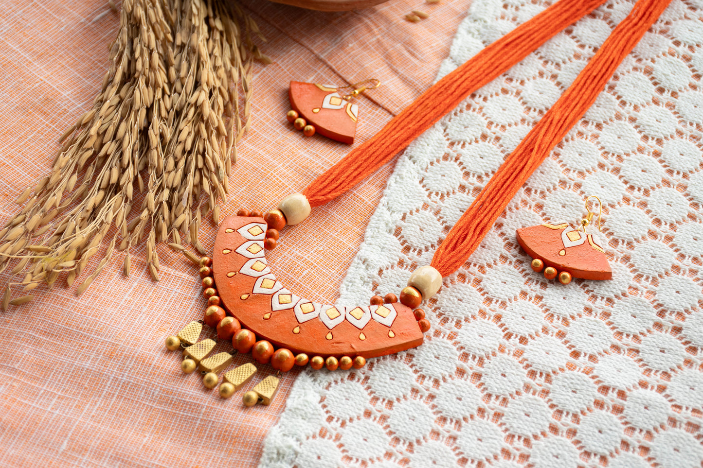 Handmade Terracotta Jewelry Set for Woman T107