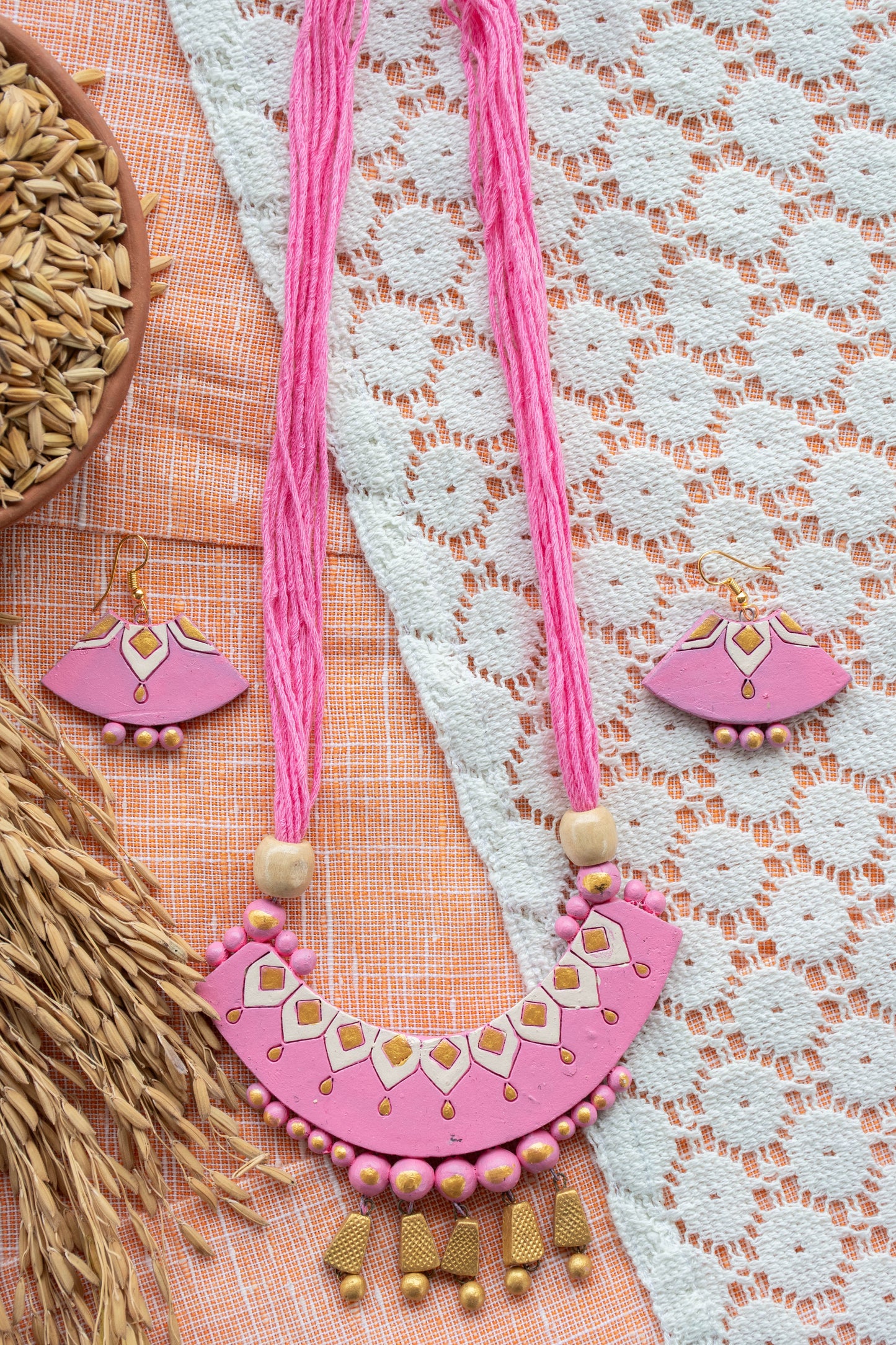 Handmade Terracotta Jewelry Set for Woman T107