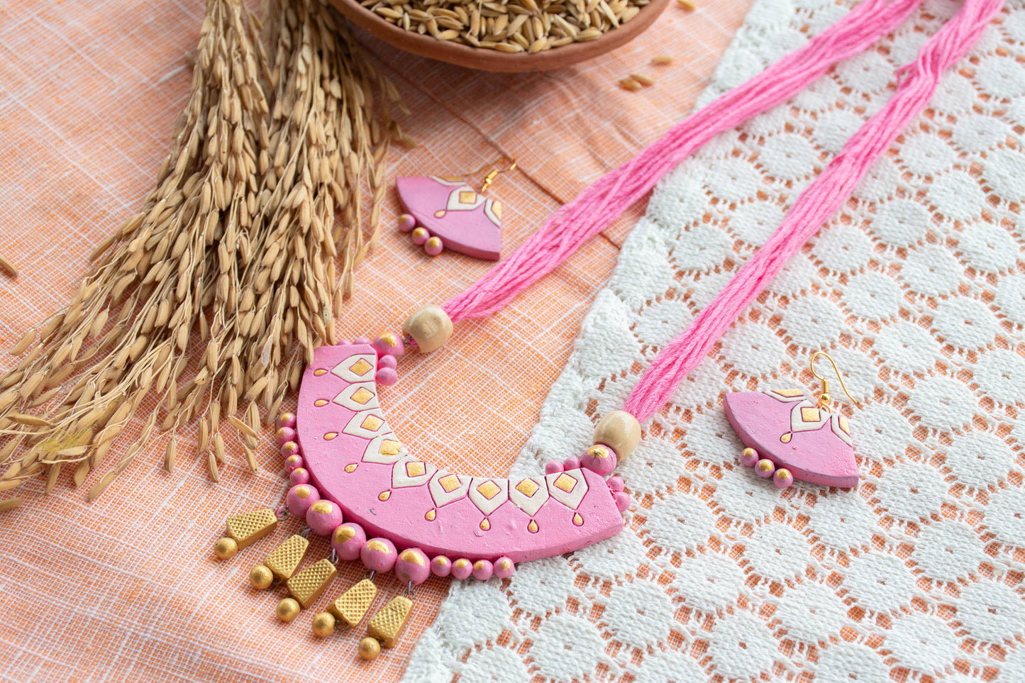Handmade Terracotta Jewelry Set for Woman T107