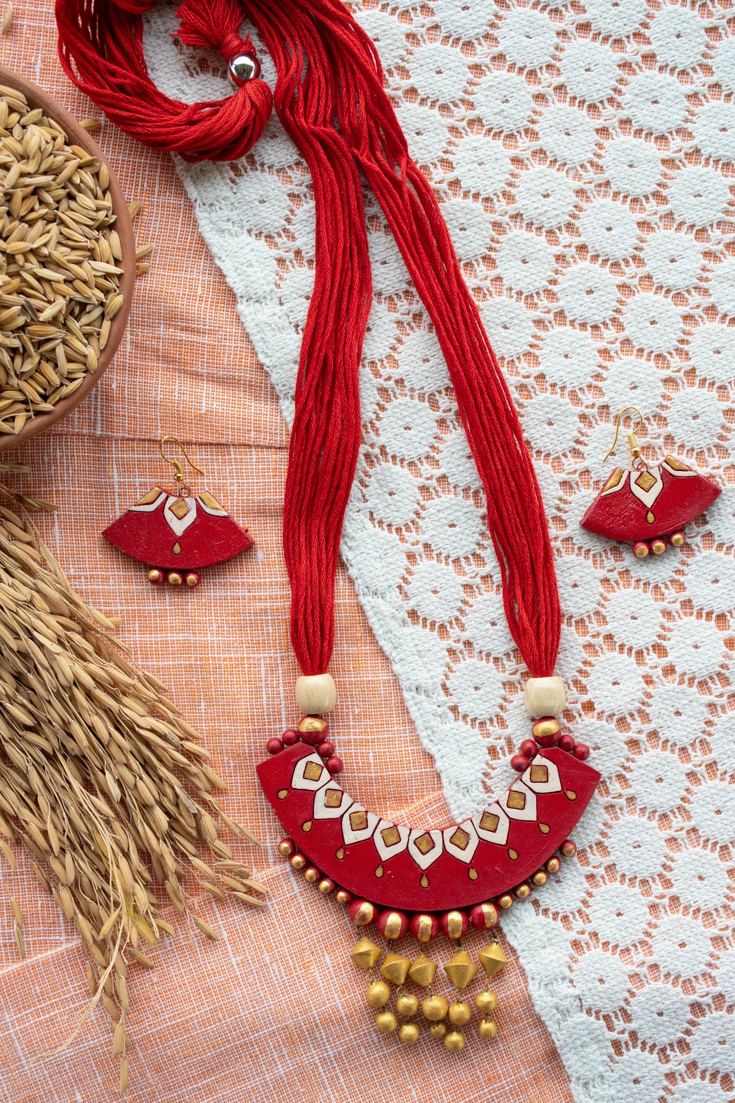 Handmade Terracotta Jewelry Set for Woman T107
