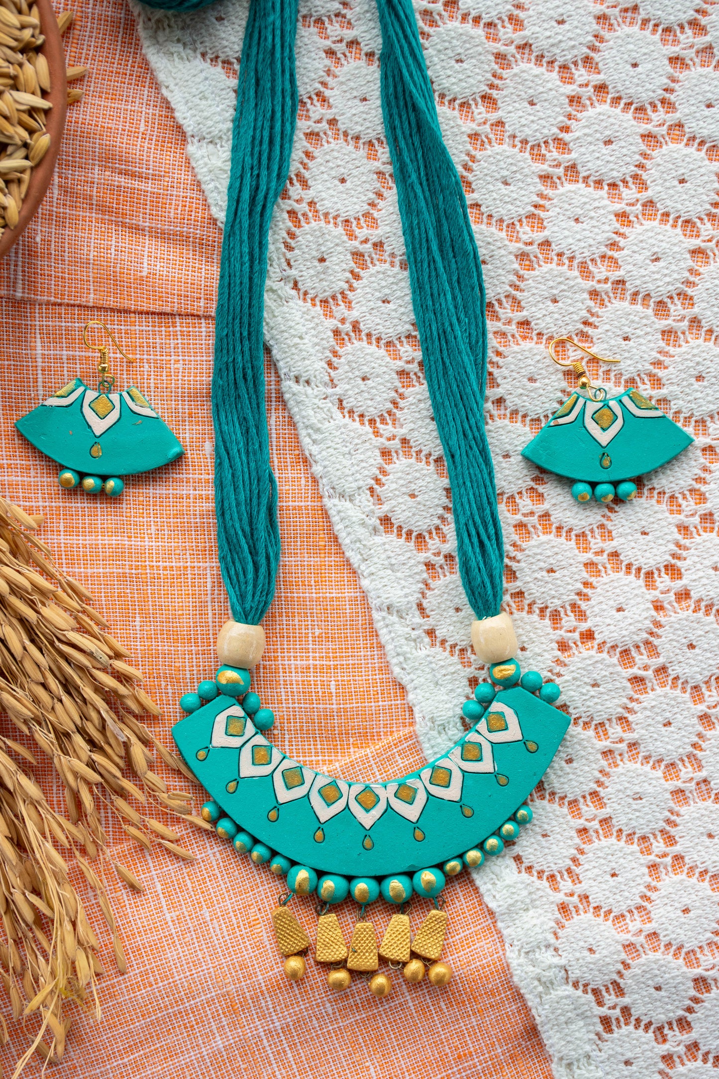 Handmade Terracotta Jewelry Set for Woman T107