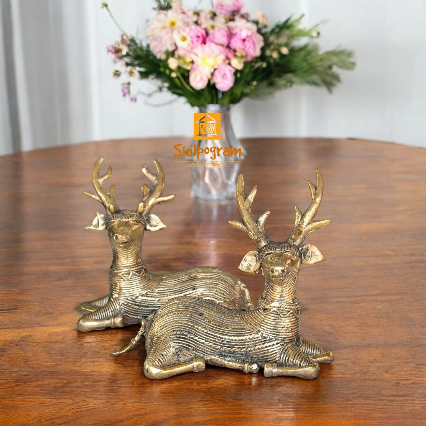 Dhokra Art Brass Metal Handcrafted Deer (Set of 2) for Home Decor|| D61
