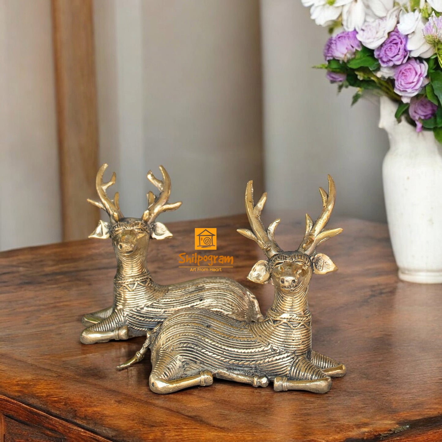 Dhokra Art Brass Metal Handcrafted Deer (Set of 2) for Home Decor|| D61