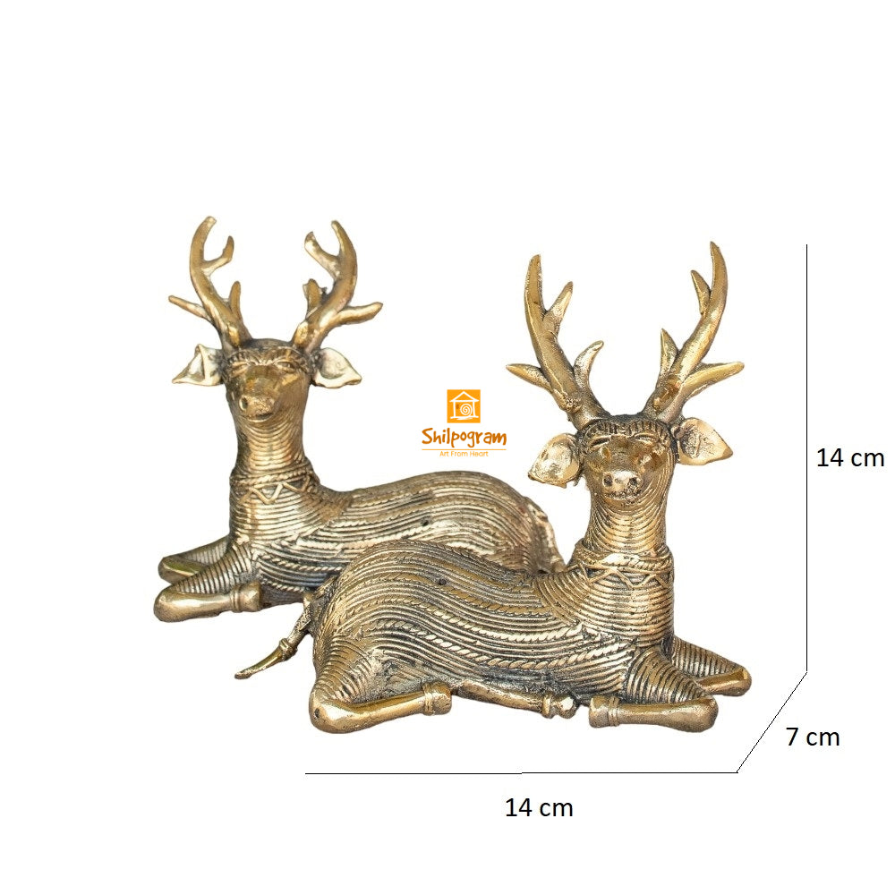 Dhokra Art Brass Metal Handcrafted Deer (Set of 2) for Home Decor|| D61