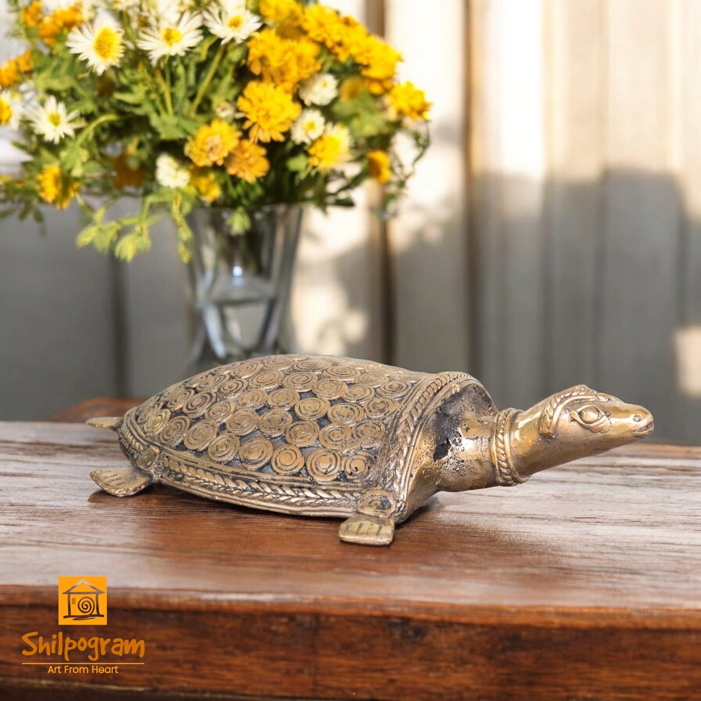 Dhokra Art Brass Metal Turtle Decorative Vastu Showpiece for Home Decor || D65