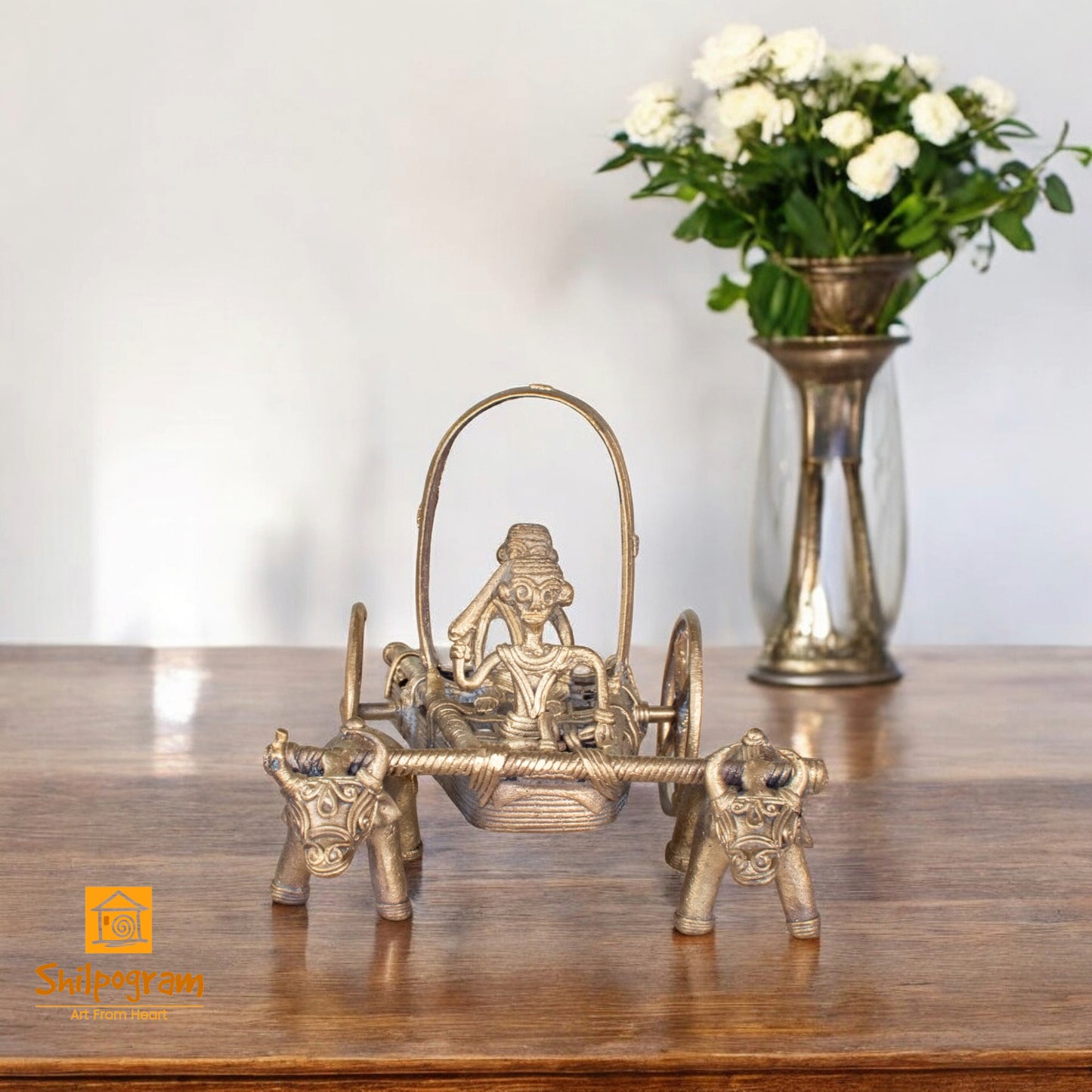 Dhokra Art Brass Metal Handcrafted Bullock Cart for Home Decor || D78
