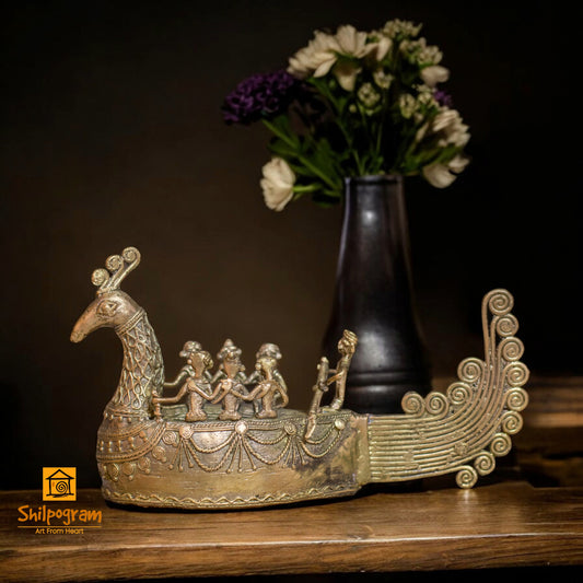 Chhattisgarh Bastar Dhokra Art Brass Metal Handcrafted Mayurpankhi Boat || D71