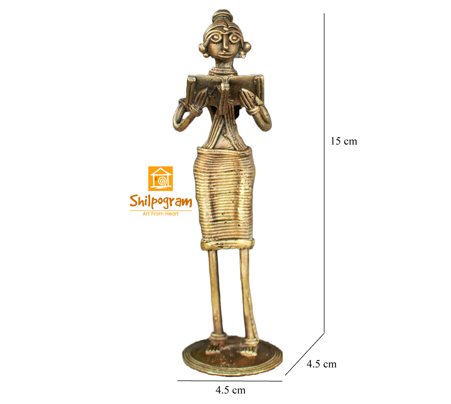 Dhokra Brass Metal Woman Book Reading for Home Decor || D79