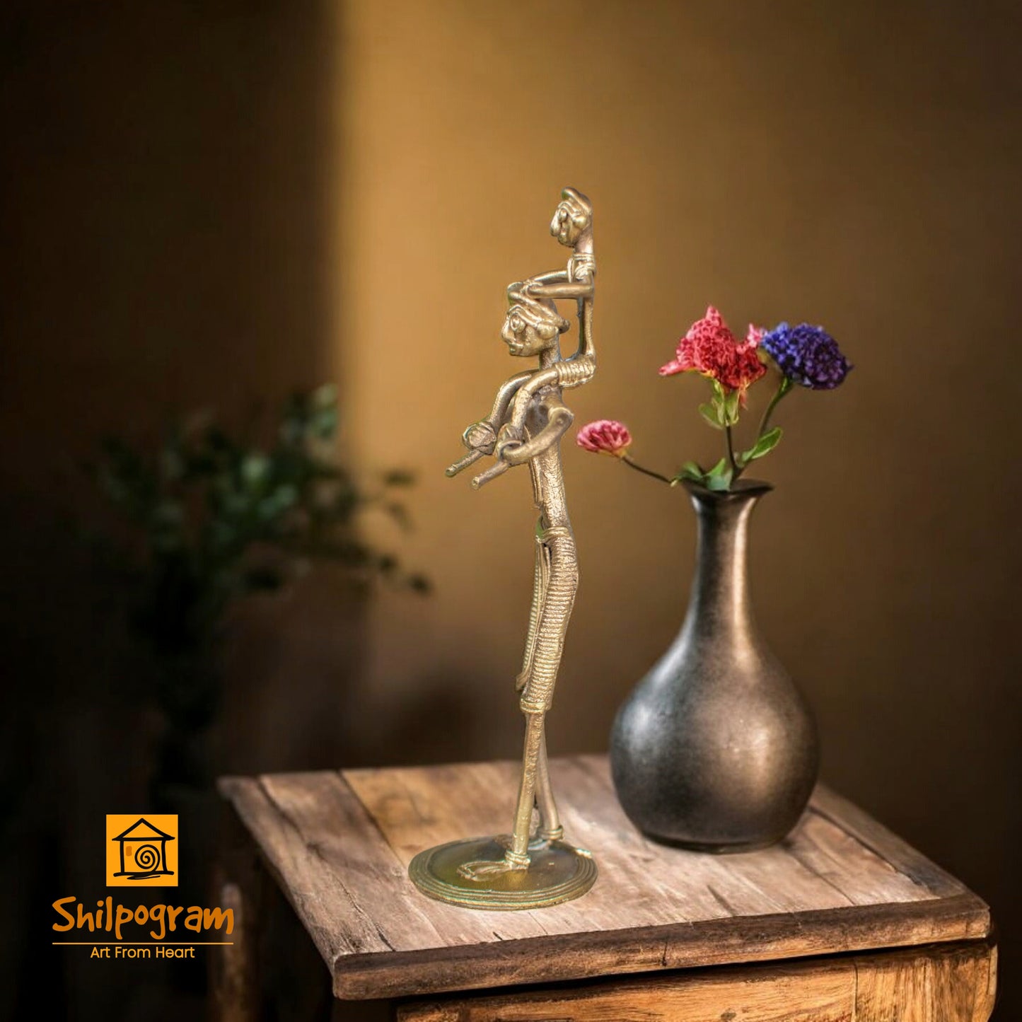 Dhokra Art Brass Metal Father and Son Home Decor || D80
