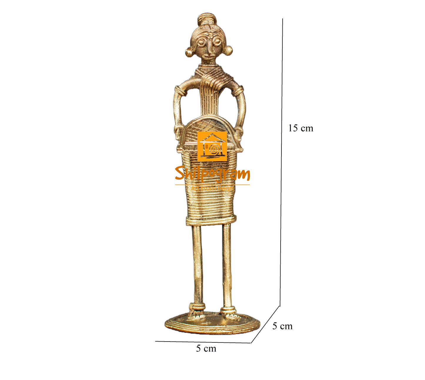 Dhokra Art Brass Metal Handcrafted Farmer Woman with Winnowing Basket || D90