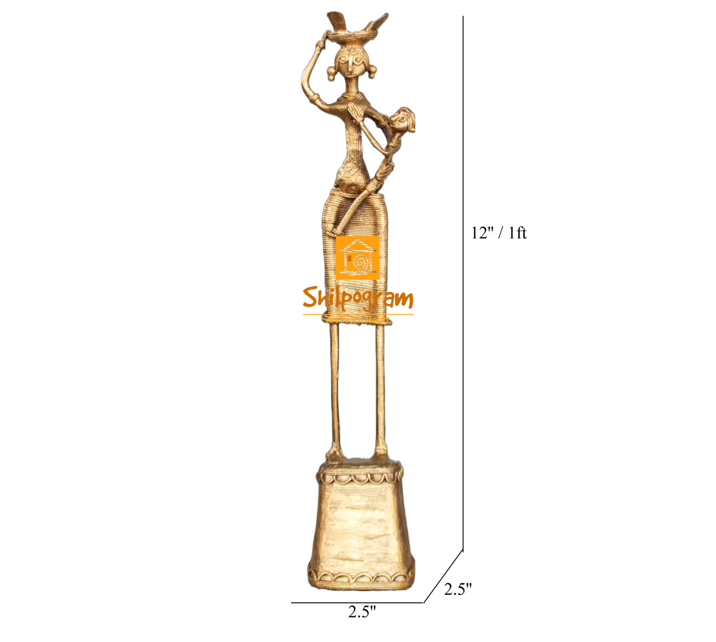 Dhokra Art Brass Metal Woman with Baby and Fish Basket for Home Decor || D92