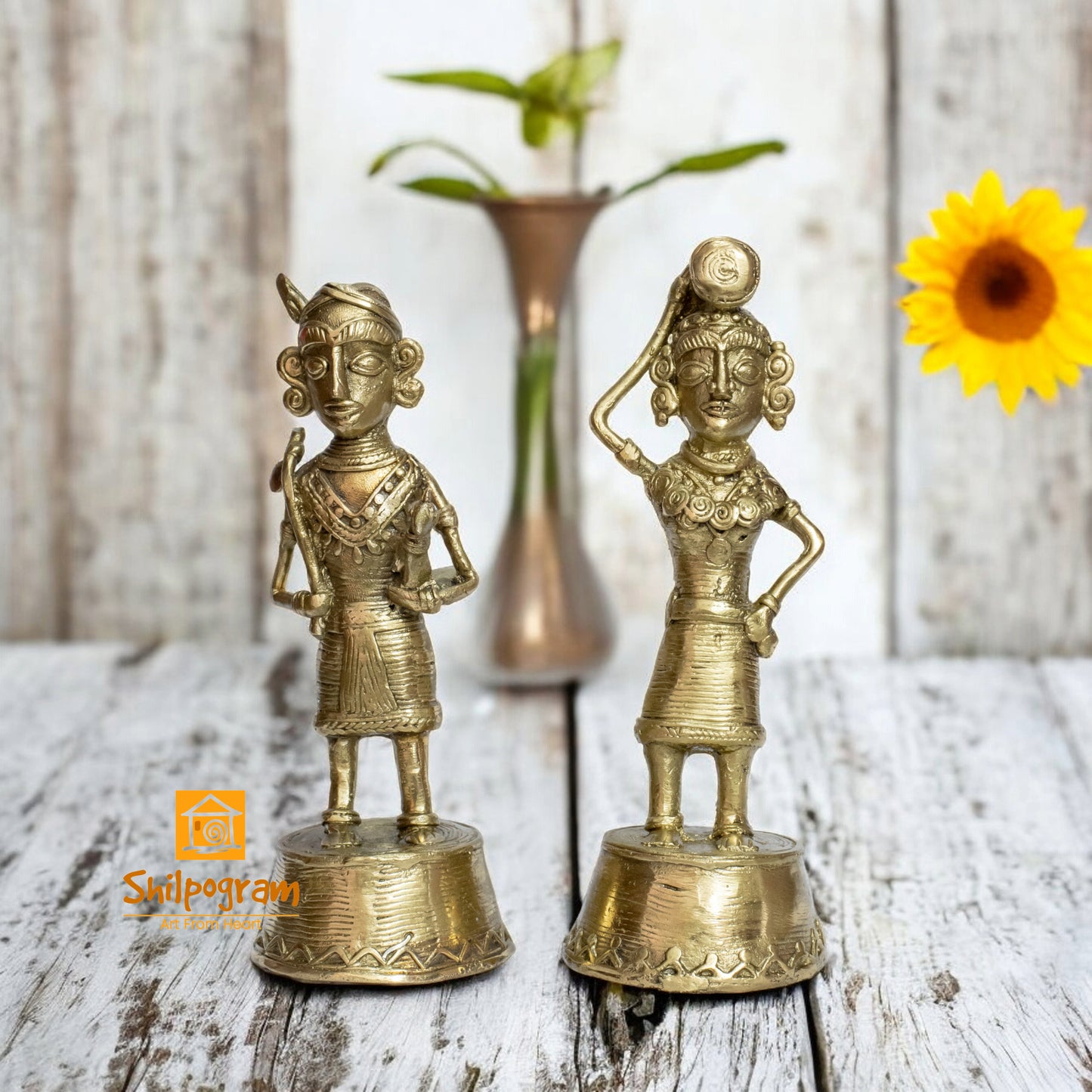 Chhattisgarh Bastar Dhokra Art Brass Metal Maria Tribal Couple Decorative Showpiece || D0112